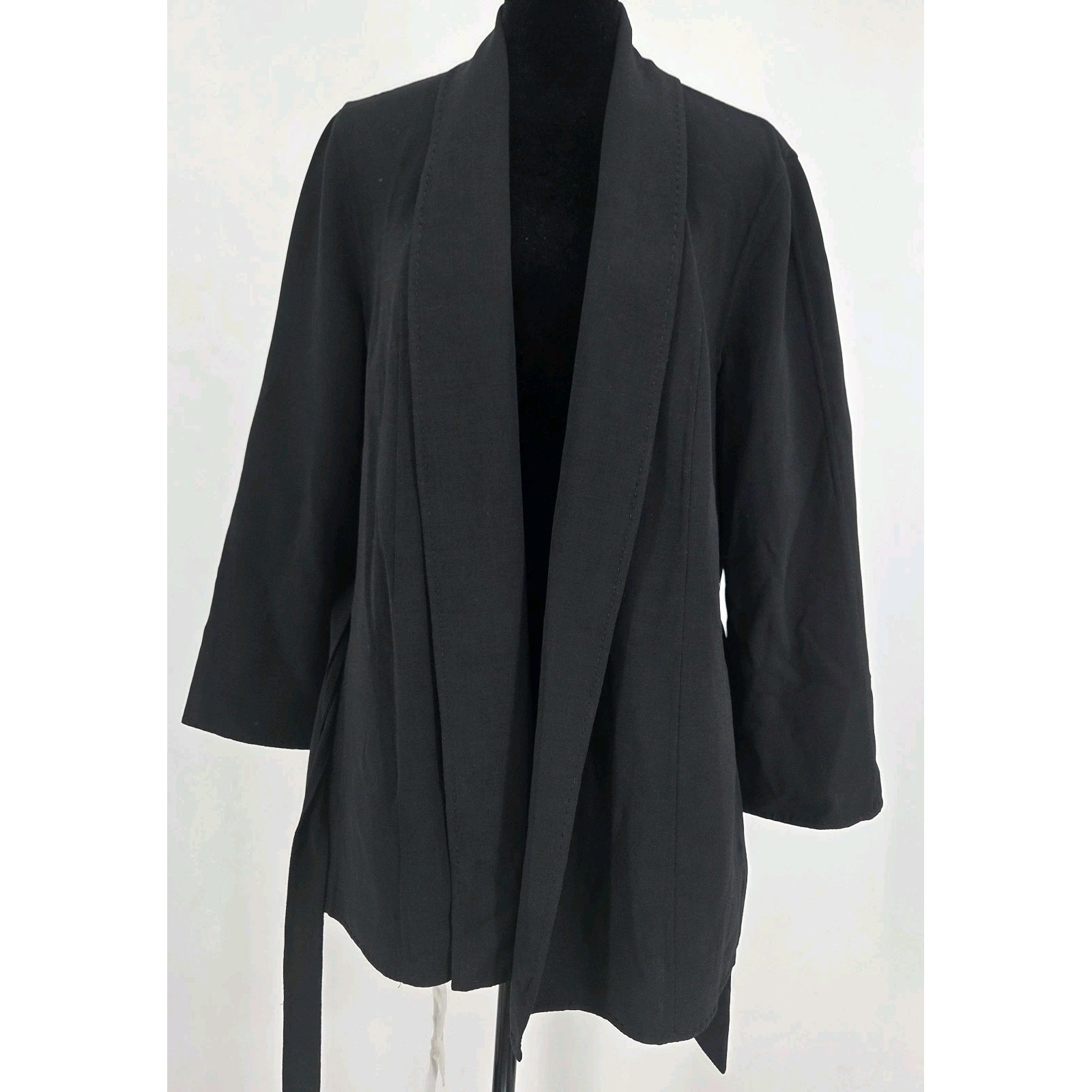 Lafayette 148 New York Womens M Cardigan Black Shawl Long Sleeve Lightweight — image 2 of 6
